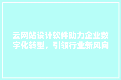 云网站设计软件助力企业数字化转型，引领行业新风向