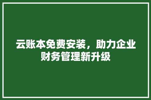 云账本免费安装，助力企业财务管理新升级 云账本免费安装，助力企业财务管理新升级 神马SEO