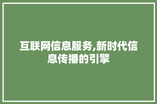 互联网信息服务,新时代信息传播的引擎