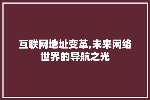 互联网地址变革,未来网络世界的导航之光