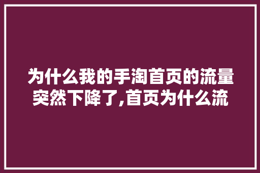 为什么我的手淘首页的流量突然下降了,首页为什么流量低呢。 为什么我的手淘首页的流量突然下降了,首页为什么流量低呢。 必应SEO