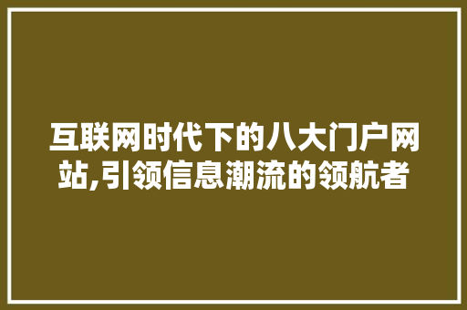 互联网时代下的八大门户网站,引领信息潮流的领航者