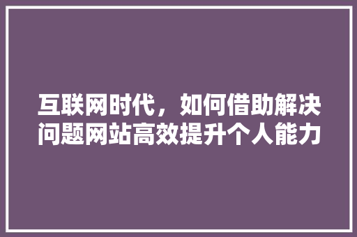互联网时代，如何借助解决问题网站高效提升个人能力