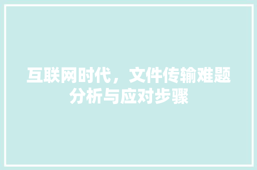 互联网时代，文件传输难题分析与应对步骤