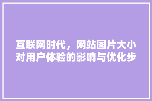 互联网时代，网站图片大小对用户体验的影响与优化步骤 互联网时代，网站图片大小对用户体验的影响与优化步骤 SEO关键词