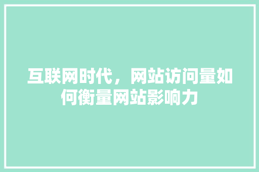 互联网时代，网站访问量如何衡量网站影响力