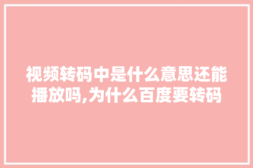 视频转码中是什么意思还能播放吗,为什么百度要转码网页打不开。