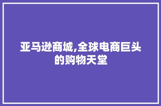 亚马逊商城,全球电商巨头的购物天堂