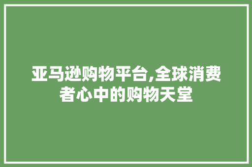 亚马逊购物平台,全球消费者心中的购物天堂