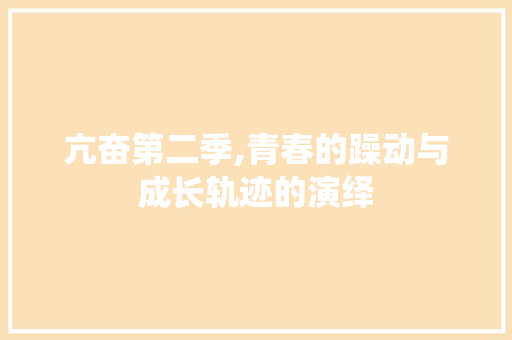 亢奋第二季,青春的躁动与成长轨迹的演绎
