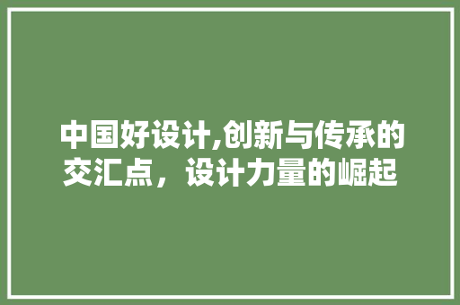 中国好设计,创新与传承的交汇点，设计力量的崛起