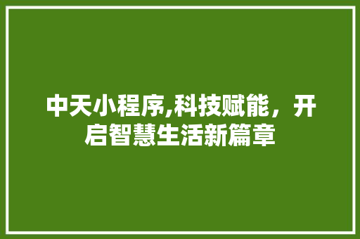 中天小程序,科技赋能，开启智慧生活新篇章