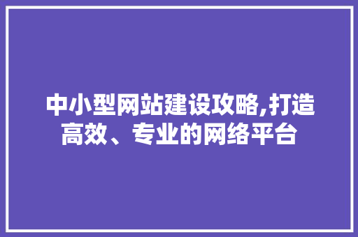 中小型网站建设攻略,打造高效、专业的网络平台 中小型网站建设攻略,打造高效、专业的网络平台 网站建设公司