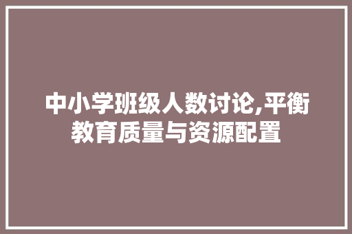 中小学班级人数讨论,平衡教育质量与资源配置