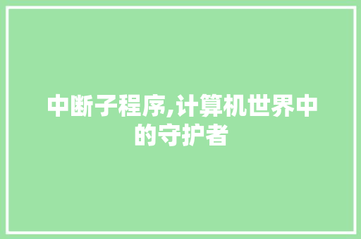 中断子程序,计算机世界中的守护者
