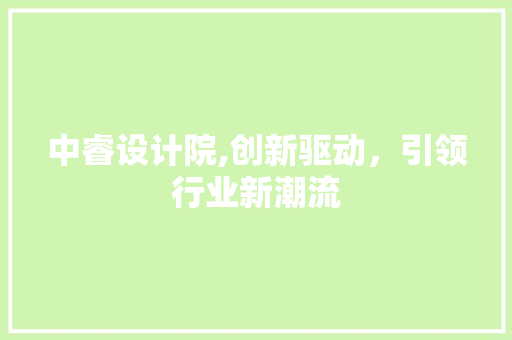 中睿设计院,创新驱动，引领行业新潮流