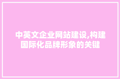 中英文企业网站建设,构建国际化品牌形象的关键