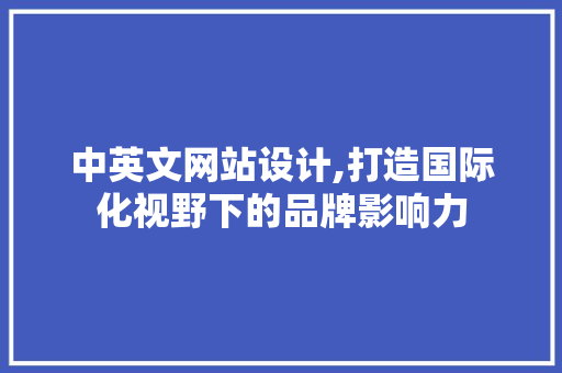 中英文网站设计,打造国际化视野下的品牌影响力