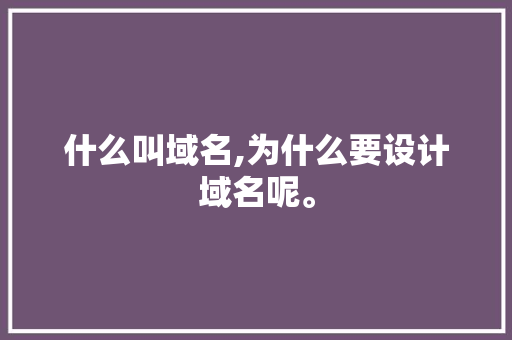 什么叫域名,为什么要设计域名呢。 什么叫域名,为什么要设计域名呢。 网站建设公司
