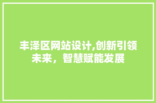 丰泽区网站设计,创新引领未来，智慧赋能发展
