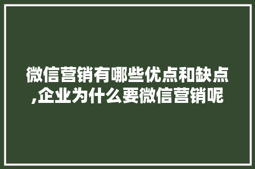 微信营销有哪些优点和缺点,企业为什么要微信营销呢。 网站建设公司 微信营销有哪些优点和缺点,企业为什么要微信营销呢。 微信营销有哪些优点和缺点,企业为什么要微信营销呢。 网站建设公司