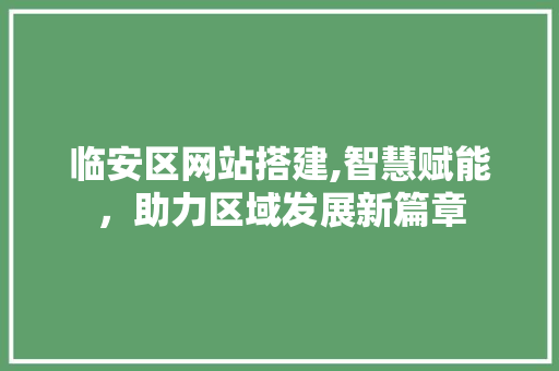 临安区网站搭建,智慧赋能，助力区域发展新篇章