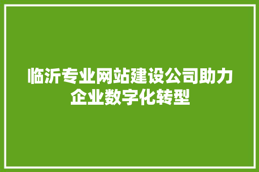 临沂专业网站建设公司助力企业数字化转型