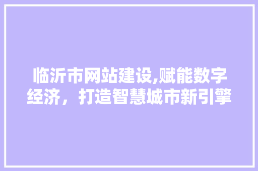 临沂市网站建设,赋能数字经济，打造智慧城市新引擎 临沂市网站建设,赋能数字经济，打造智慧城市新引擎 神马SEO