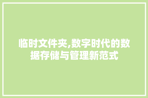 临时文件夹,数字时代的数据存储与管理新范式
