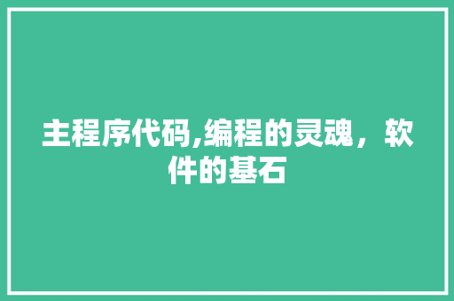 主程序代码,编程的灵魂，软件的基石
