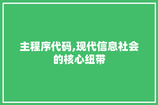 主程序代码,现代信息社会的核心纽带