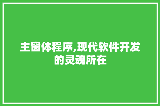 主窗体程序,现代软件开发的灵魂所在