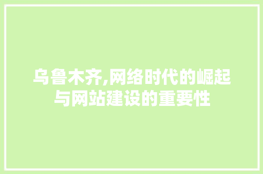 乌鲁木齐,网络时代的崛起与网站建设的重要性