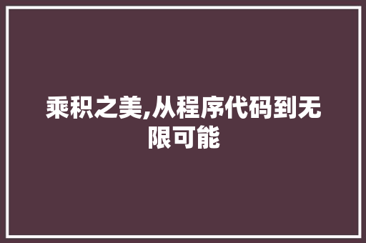 乘积之美,从程序代码到无限可能