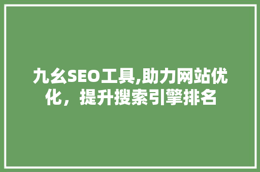 九幺SEO工具,助力网站优化，提升搜索引擎排名