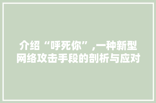 介绍“呼死你”,一种新型网络攻击手段的剖析与应对 介绍“呼死你”,一种新型网络攻击手段的剖析与应对 神马SEO