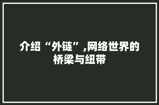 介绍“外链”,网络世界的桥梁与纽带