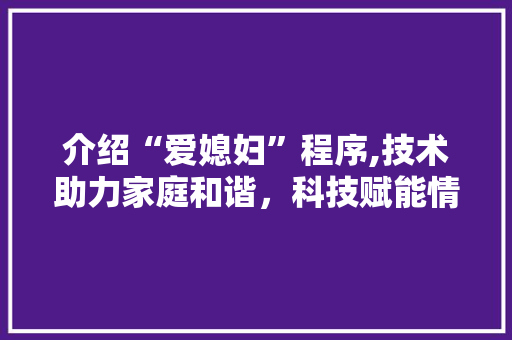 介绍“爱媳妇”程序,技术助力家庭和谐，科技赋能情感生活
