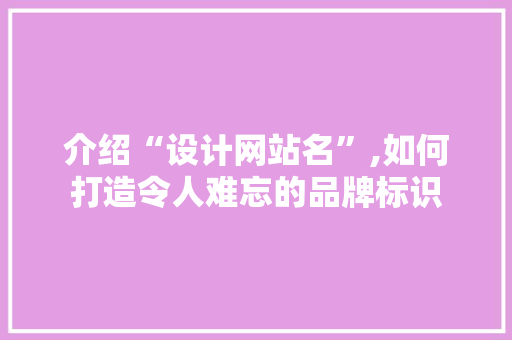 介绍“设计网站名”,如何打造令人难忘的品牌标识