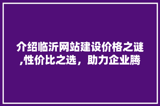 介绍临沂网站建设价格之谜,性价比之选，助力企业腾飞 介绍临沂网站建设价格之谜,性价比之选，助力企业腾飞 必应SEO