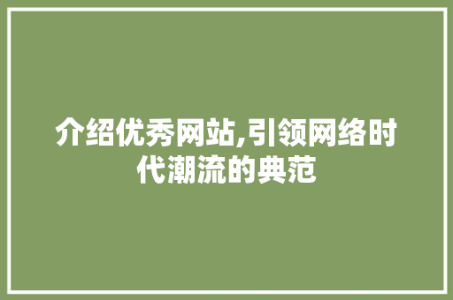 介绍优秀网站,引领网络时代潮流的典范
