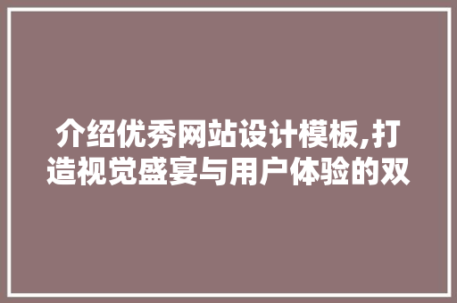 介绍优秀网站设计模板,打造视觉盛宴与用户体验的双重魅力 介绍优秀网站设计模板,打造视觉盛宴与用户体验的双重魅力 网站建设公司