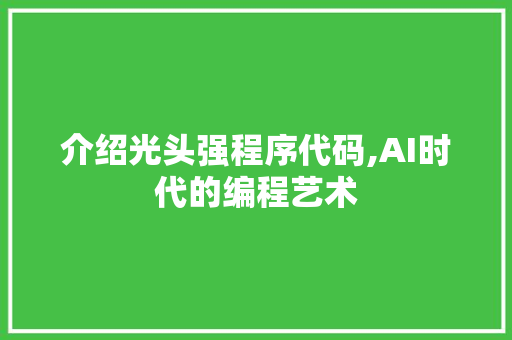 介绍光头强程序代码,AI时代的编程艺术