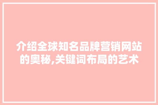 介绍全球知名品牌营销网站的奥秘,关键词布局的艺术