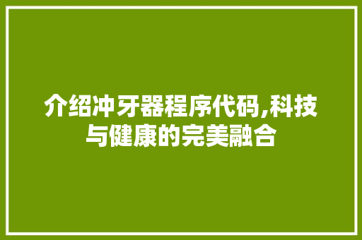 介绍冲牙器程序代码,科技与健康的完美融合 介绍冲牙器程序代码,科技与健康的完美融合 网站建设公司