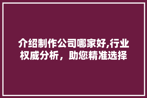 介绍制作公司哪家好,行业权威分析，助您精准选择 介绍制作公司哪家好,行业权威分析，助您精准选择 SEO关键词