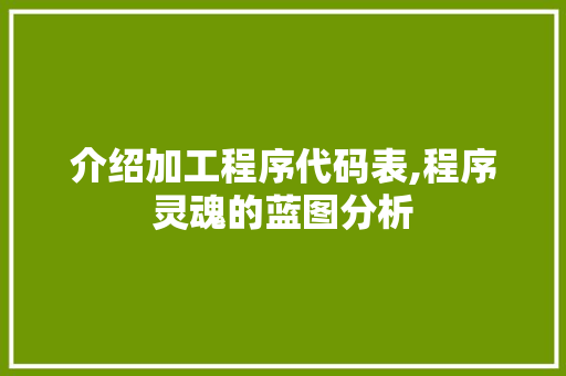 介绍加工程序代码表,程序灵魂的蓝图分析