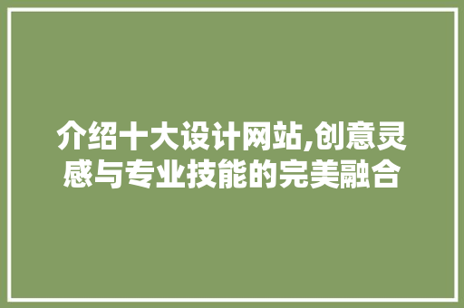 介绍十大设计网站,创意灵感与专业技能的完美融合