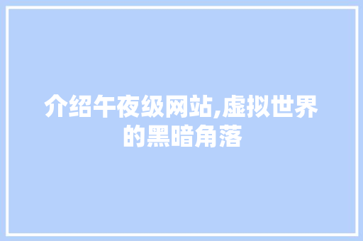 介绍午夜级网站,虚拟世界的黑暗角落