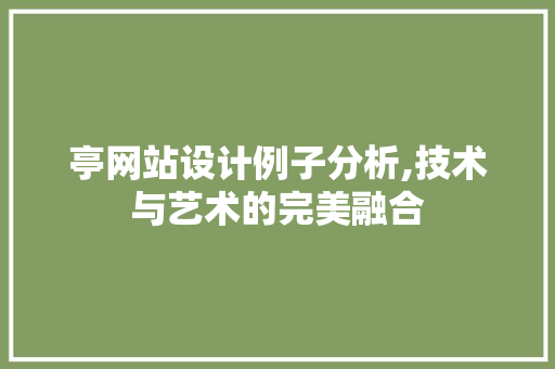亭网站设计例子分析,技术与艺术的完美融合